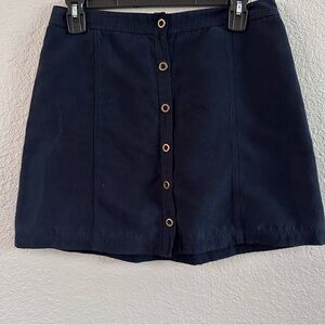 Hollister Navy Blue Button Front Mini Skirt Soft Fabric Size 5